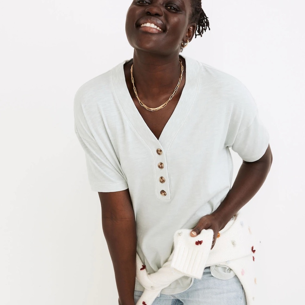 Madewell Pale Mint Short Sleeve Henley Tee